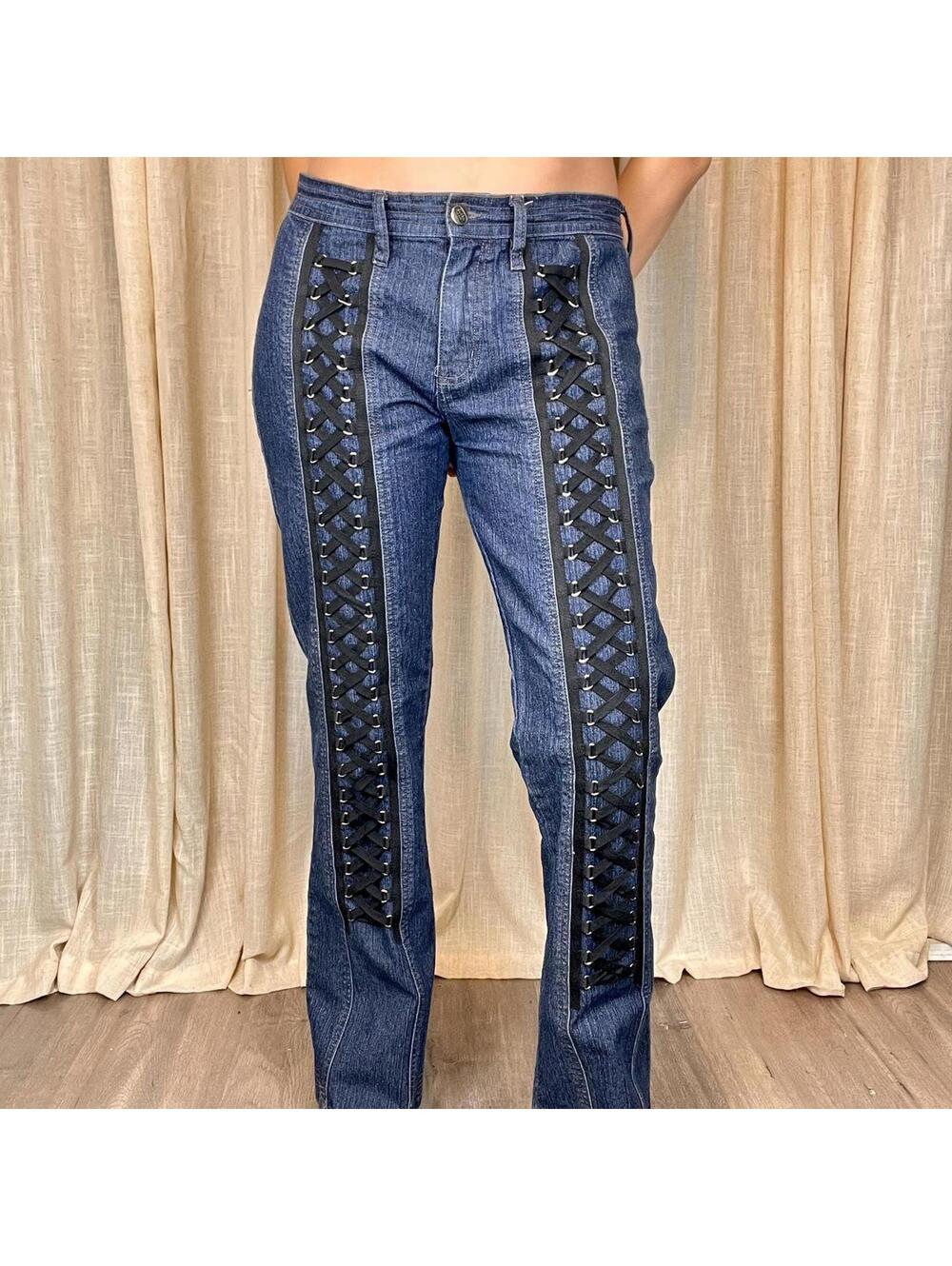 Y2K Lace-Up Jeans - Picture 4 of 7